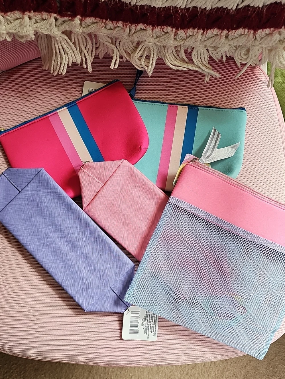Colorful Pastel Pouch Set — Pink, Mint, Lavender